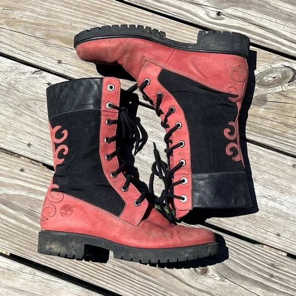 Timberland Red and Black Leather Boots RARE NEW Men main image 2